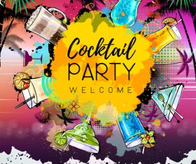 Cocktail party poster template vectors 03