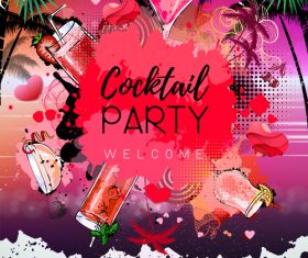 Cocktail party poster template vectors 04