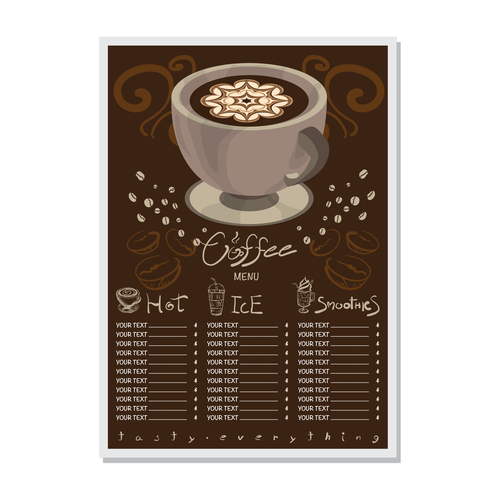 Coffee menu template design vectors 03