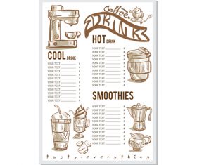 Coffee menu template design vectors 05