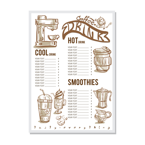 Coffee menu template design vectors 05