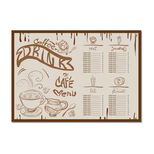 Coffee menu template design vectors 06