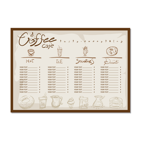 Coffee menu template design vectors 08