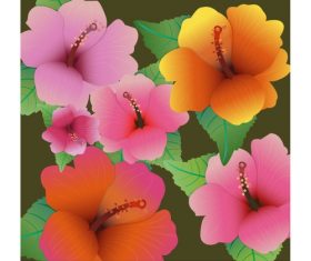 Colorful hand drawn flowers vector