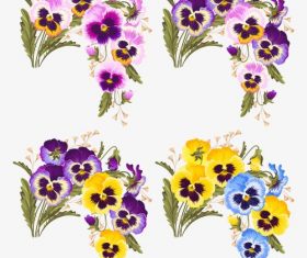 Colorful pansies vector