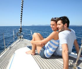 Couple on the yacht Stock Photo
