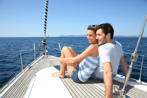 Couple on the yacht Stock Photo