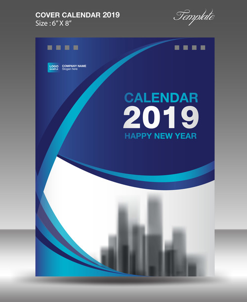 Cover Calendar 2019 year vector tempalte 01