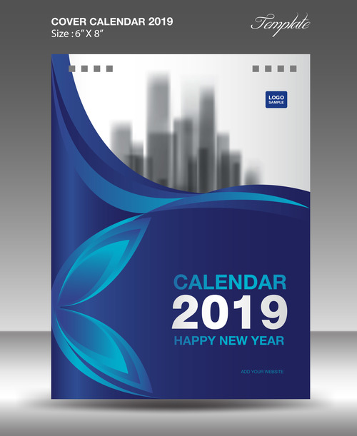 Cover Calendar 2019 year vector tempalte 03