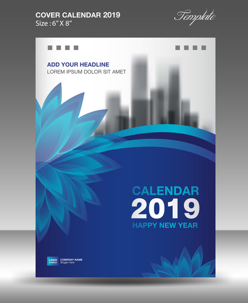 Cover Calendar 2019 year vector tempalte 04