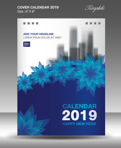 Cover Calendar 2019 year vector tempalte 05