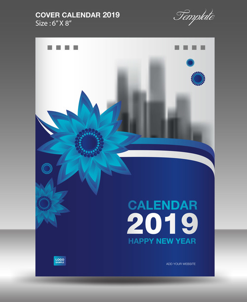 Cover Calendar 2019 year vector tempalte 06