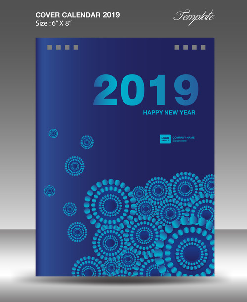 Cover Calendar 2019 year vector tempalte 09