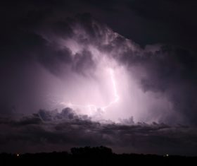 Cumulonimbus and lightning over the city Stock Photo 05