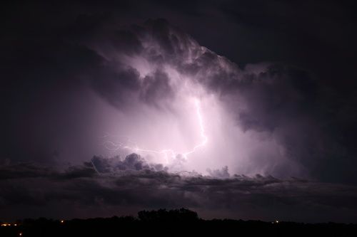Cumulonimbus and lightning over the city Stock Photo 05