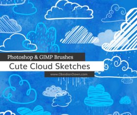Cute Cloud Sketches Photoshop Brushes