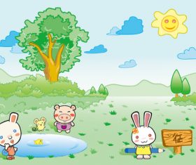 Cute animal Q version animal vector