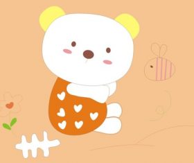 Cute cartoon bear and baby bee vector
