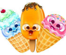Cute cartoon ice cream vector 01