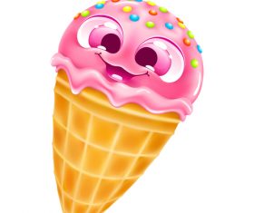 Cute cartoon ice cream vector 02