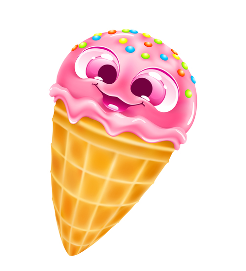 Cute cartoon ice cream vector 02