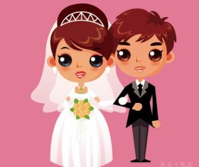 Cute cartoon wedding character vector
