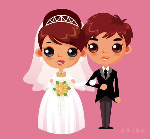 Cute cartoon wedding character vector free download
