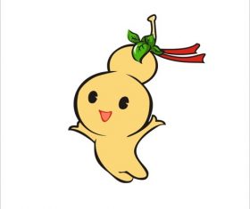 Cute gourd decorative character design vector