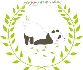 Cute panda lying on the ground vector