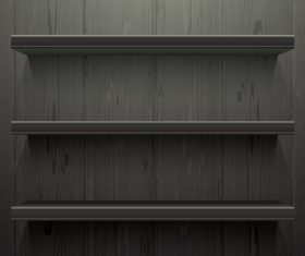Dark wood background shelves vector