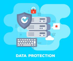 Data protection business flat template vector