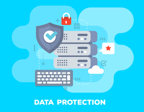 Data protection business flat template vector