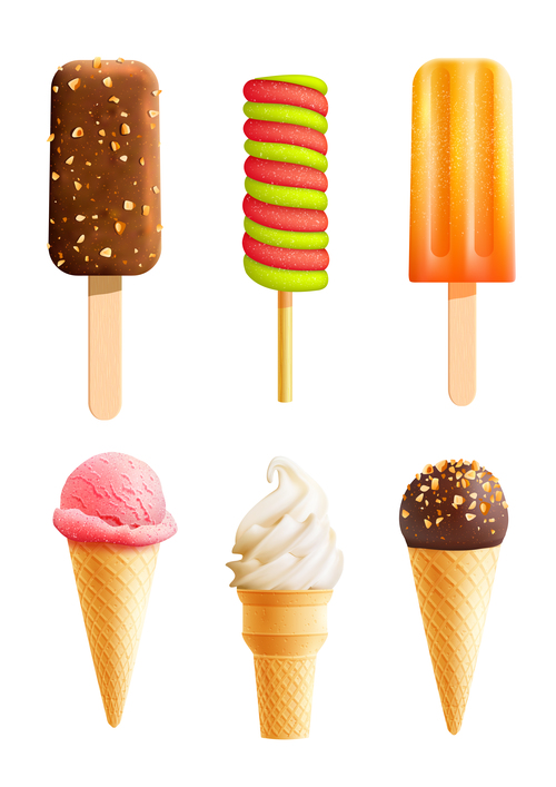 Delicious ice cream design vectors material