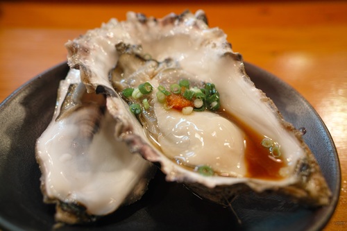 Delicious steamed oysters Stock Photo
