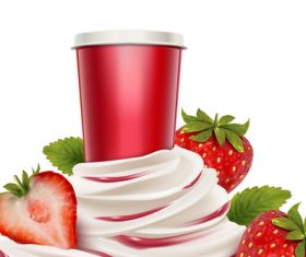 Delicious strawbeery ice cream vector