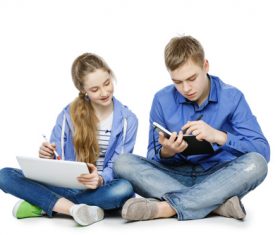 Different ways of learning for boys and girls Stock Photo 02