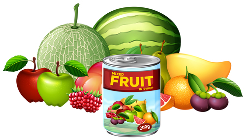 Differt fruits canned vector