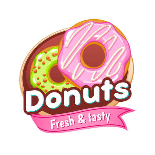 Donuts labels vectors 01