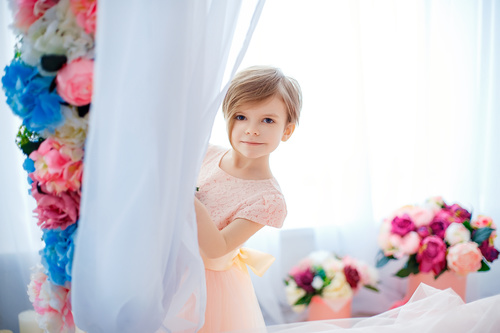 Dress up beautiful little girl Stock Photo 02