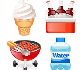 Drink with ice cream and hotdog vector