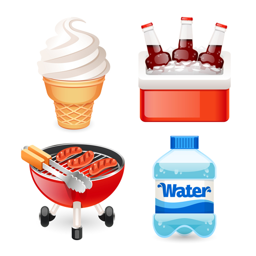 Drink with ice cream and hotdog vector