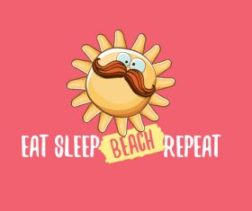 Eat sleep beach summer poster template vector 01