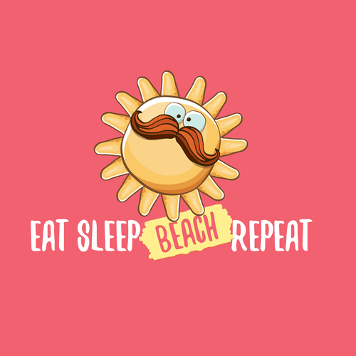 Eat sleep beach summer poster template vector 01