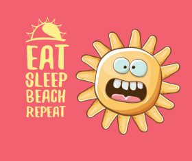 Eat sleep beach summer poster template vector 02