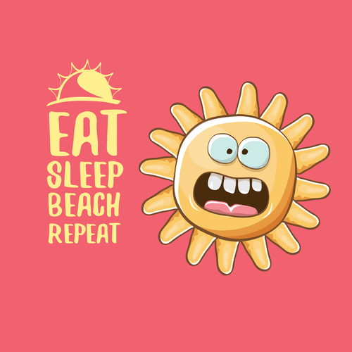 Eat sleep beach summer poster template vector 02