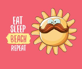 Eat sleep beach summer poster template vector 03