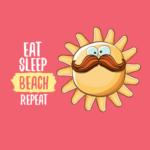 Eat sleep beach summer poster template vector 03