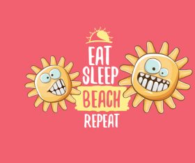 Eat sleep beach summer poster template vector 04