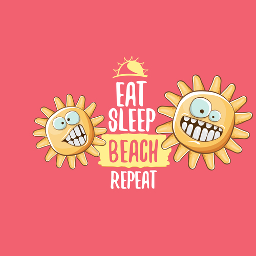 Eat sleep beach summer poster template vector 04