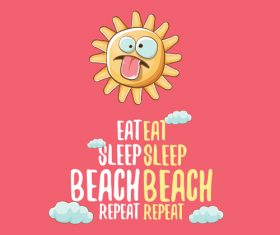 Eat sleep beach summer poster template vector 05